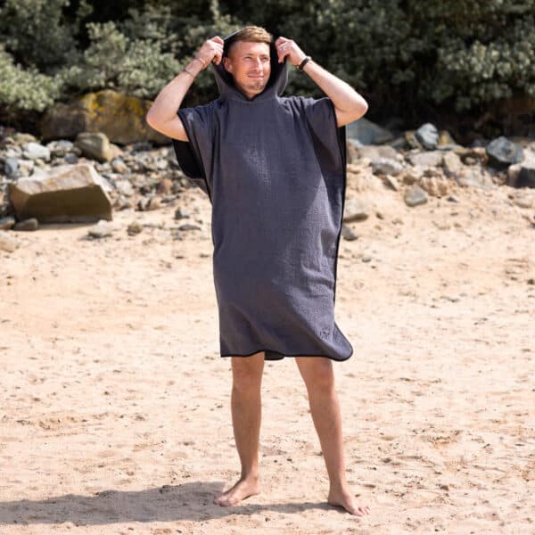 Yello Adult Cotton Poncho Toweling Robe - Grey