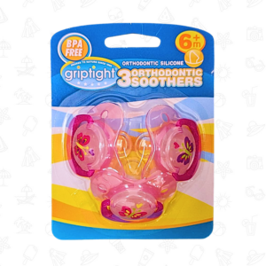 Griptight Orthodontic Soothers 6M+ 3PK - Pink