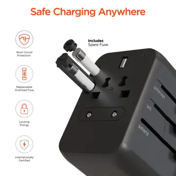 HyperGear WorldCharge Universal Travel Adapter with USB-C - Image 3