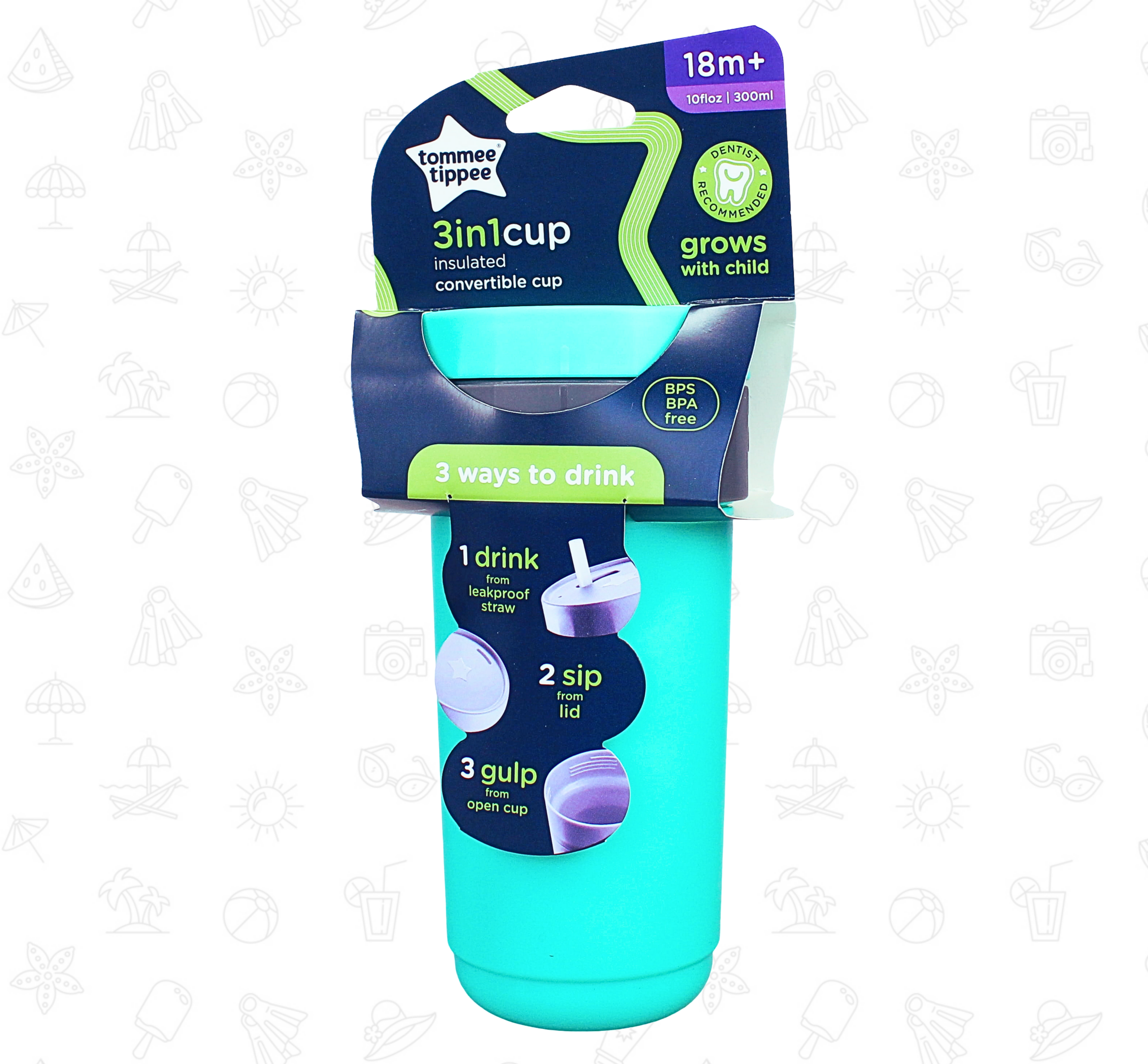 Tommee Tippee 3-in-1 Insulated Convertible Cup Green