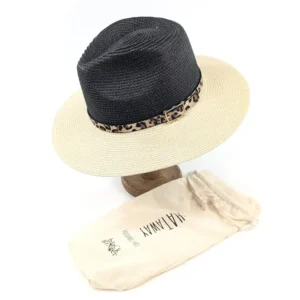 Two-Tone Panama Foldable Hat - Black/Natural
