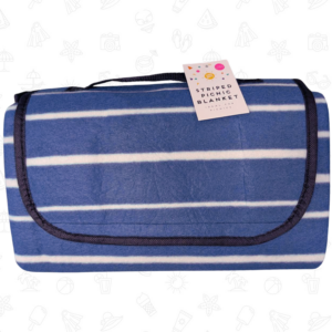 Navy Stripe Foldable Picnic Blanket 130cm x 148cm