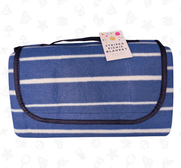 Navy Stripe Foldable Picnic Blanket