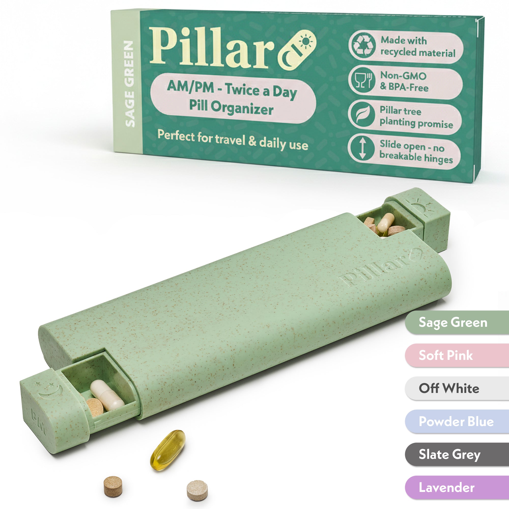 Pillar AM/PM – Twice a Day – 7-Day Pill Organiser