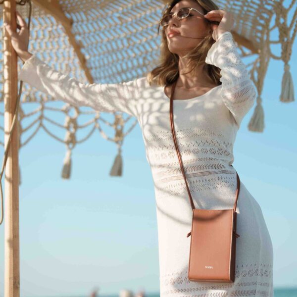 NAOA Apple-Leather Crossbody Bag - Cognac