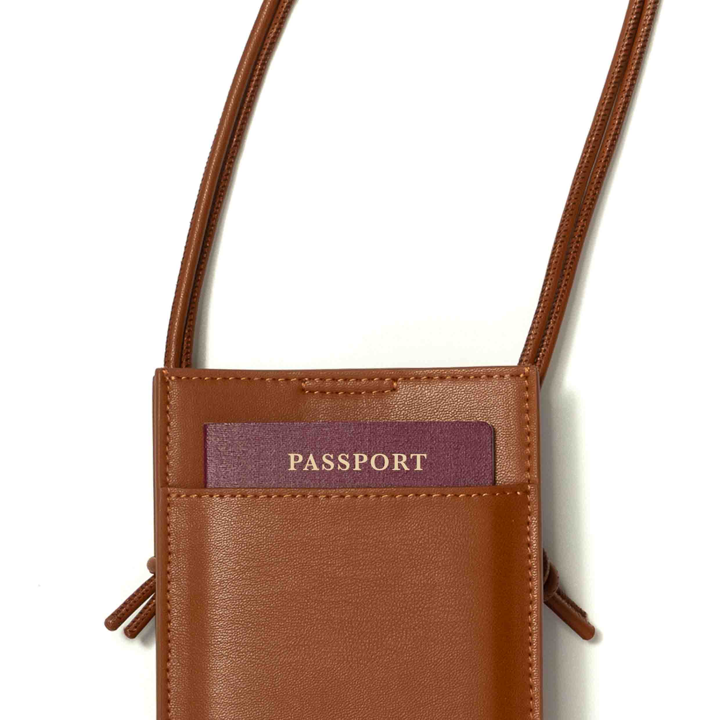 NAOA Apple-Leather Crossbody Bag - Cognac - Image 6
