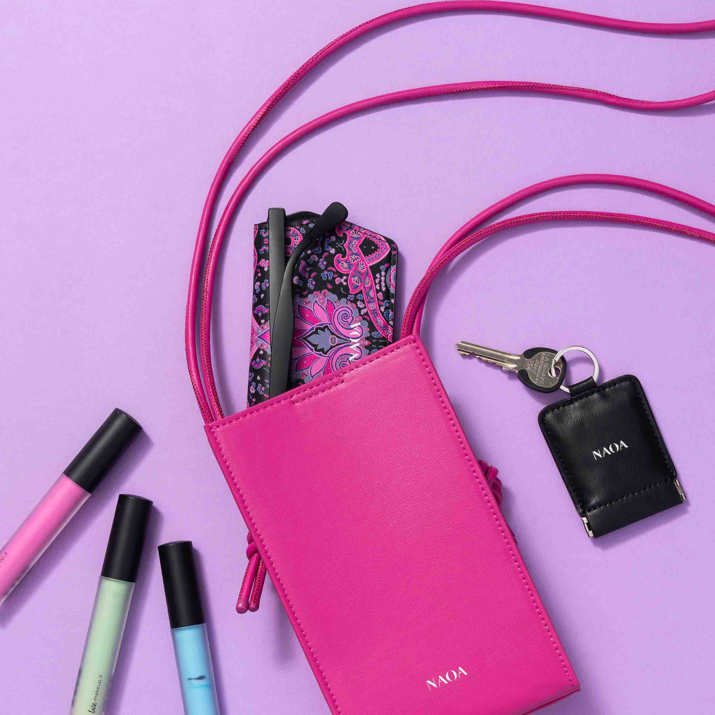 NAOA Apple-Leather Crossbody Bag - Fuchsia - Image 2