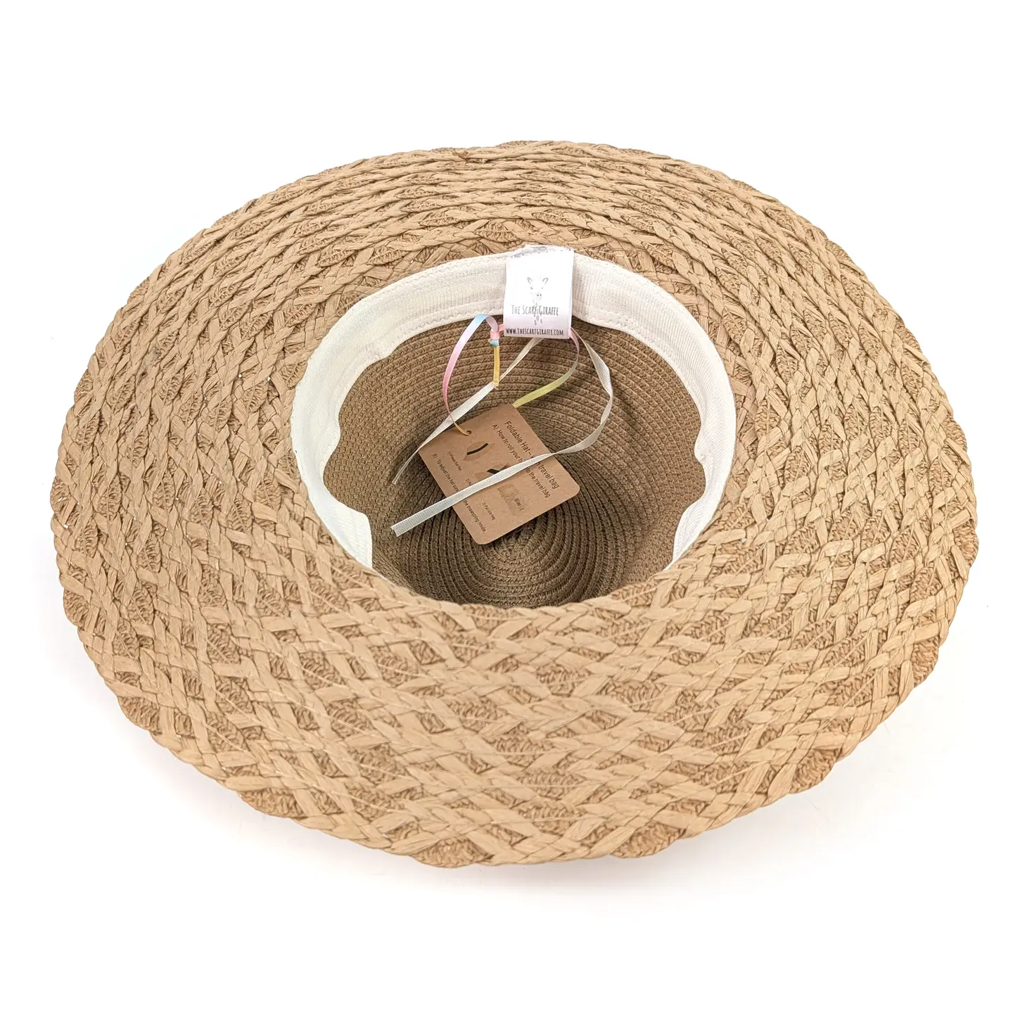 Plaited Brim Panama Foldable Hat - Dark Natural - Image 4