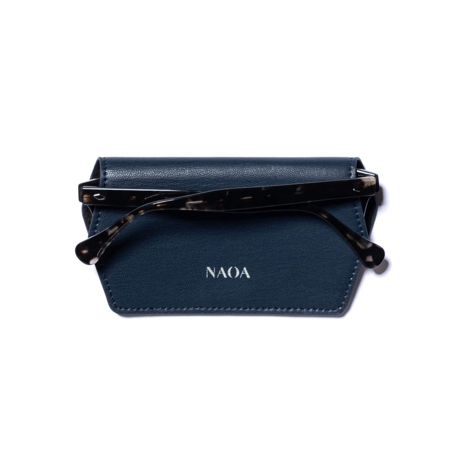 NAOA Apple-Leather Slim Glasses Case - Navy