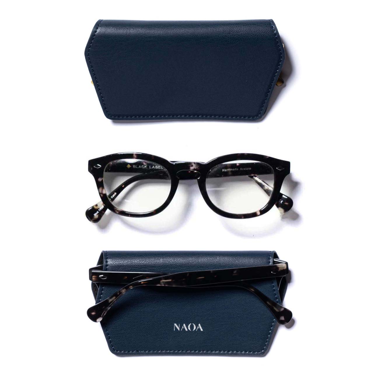 NAOA Apple-Leather Slim Glasses Case - Navy - Image 4