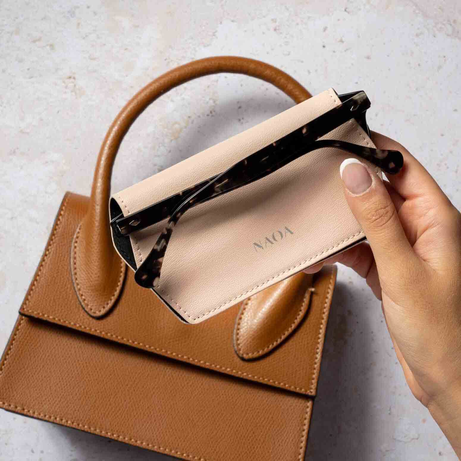 NAOA Apple-Leather Slim Glasses Case - Nude Pink - Image 5