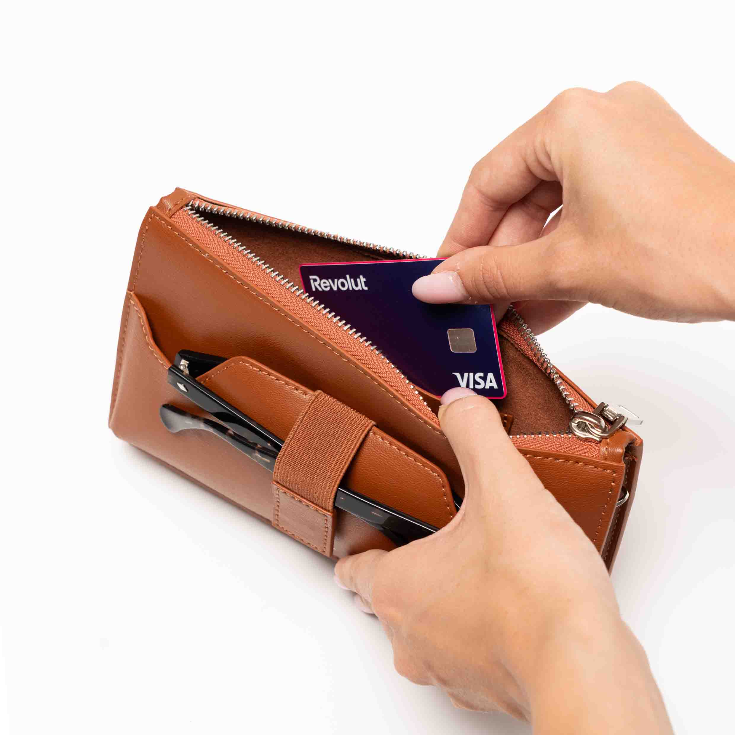 NAOA Lunette+ Apple Leather Crossbody - Cognac - Image 6