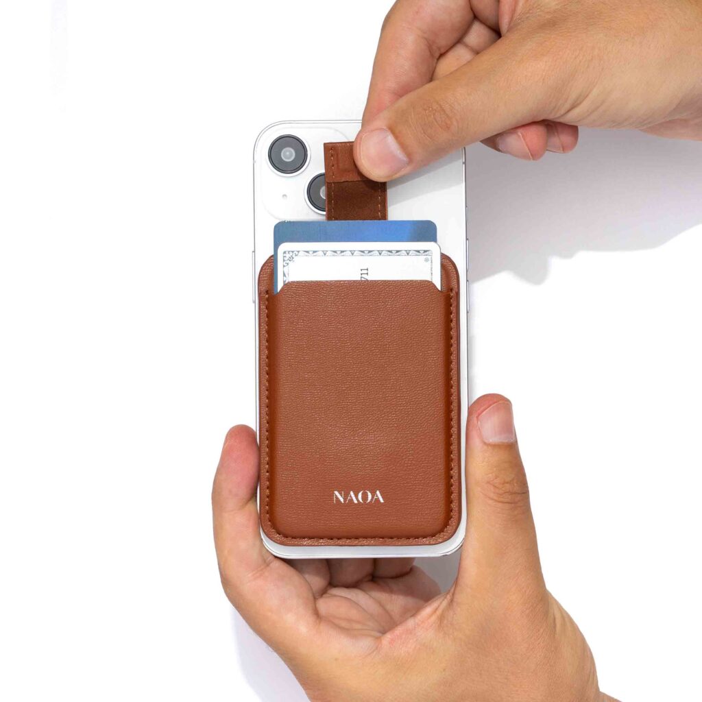 magsafe stand wallet cognac