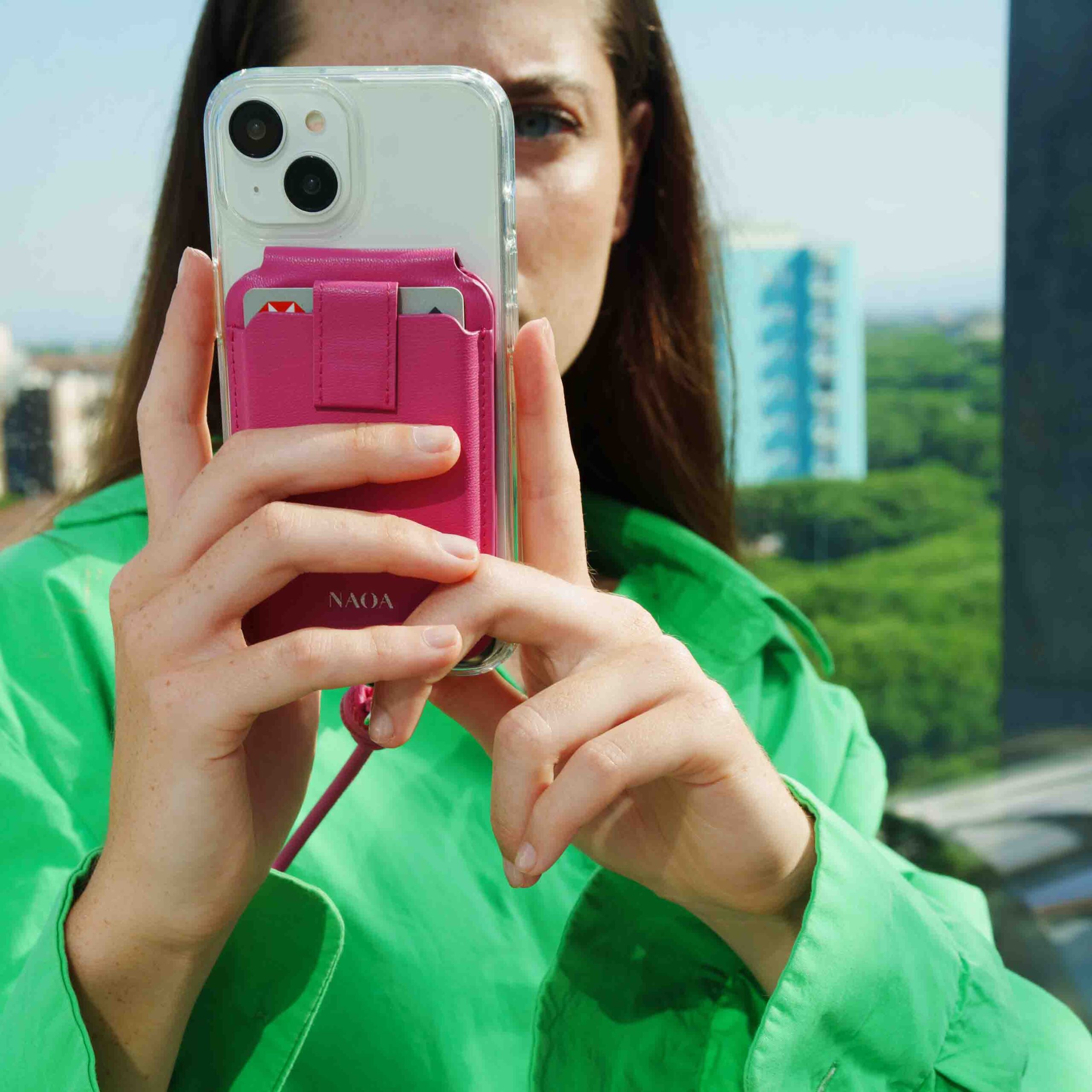 NAOA MagSafe Wallet & Phone Stand - Fuchsia - Image 5