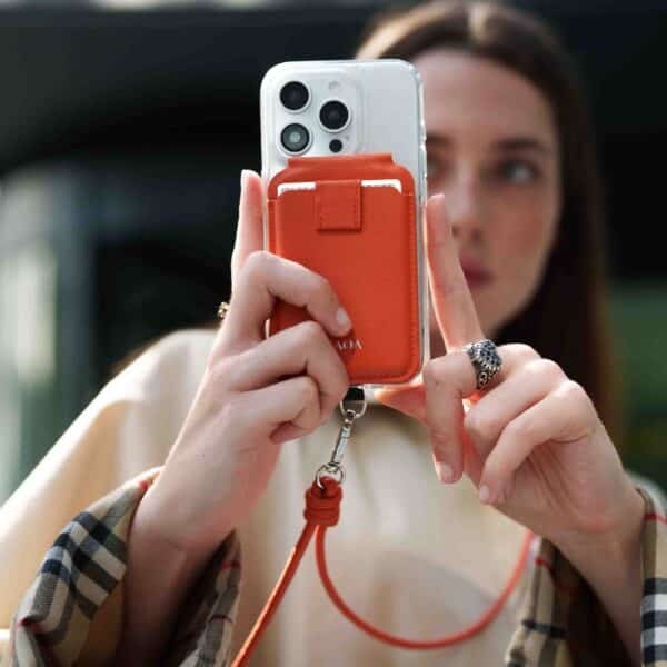 magsafe stand wallet tangerine