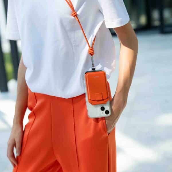 magsafe stand wallet tangerine