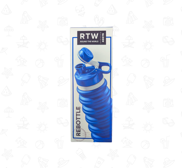 Collapsible Silicone Bottle 'Round the World' 750ml Blue