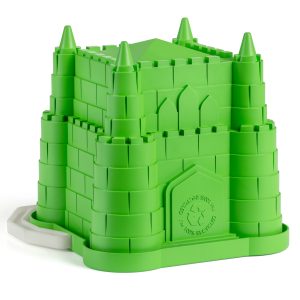 Yel recycled plastic castle beach bucket with cotton handle — BeachSupplies.co.uk