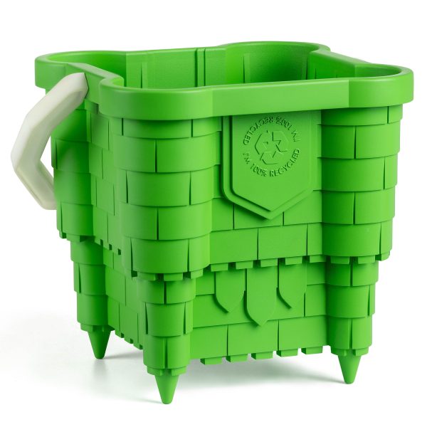Yel recycled plastic castle beach bucket with cotton handle — BeachSupplies.co.uk