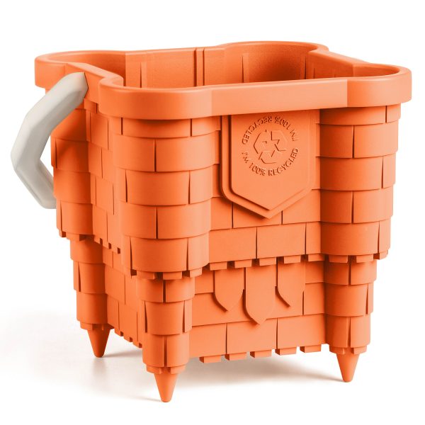 Yel recycled plastic castle beach bucket with cotton handle — BeachSupplies.co.uk