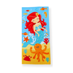Kids microfibre beach towel in mermaid design — quick-drying children's towel from BeachSupplies.co.uk