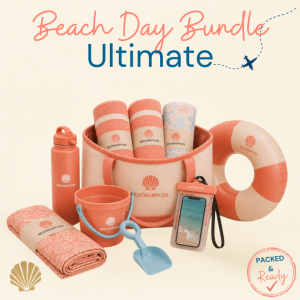 The complete family beach day — comfort, cooling, hydration and the entertainment: donut float, sports disc, skim set and sandcastle kit. One bundle. BeachSupplies.co.uk.