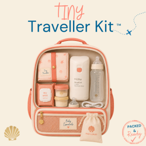 BeachSupplies.co.uk Tiny Travellers Kit — baby holiday bundle for 0–6 months including Nuby RapidCool, Huggies wipes and changing mat